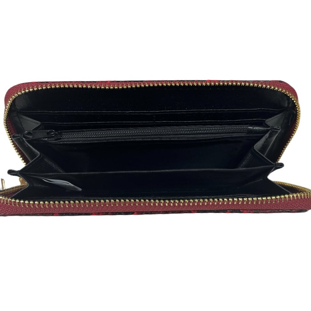 Snakeskin Print Wallet /Python/ Zip Around / Red … - image 3